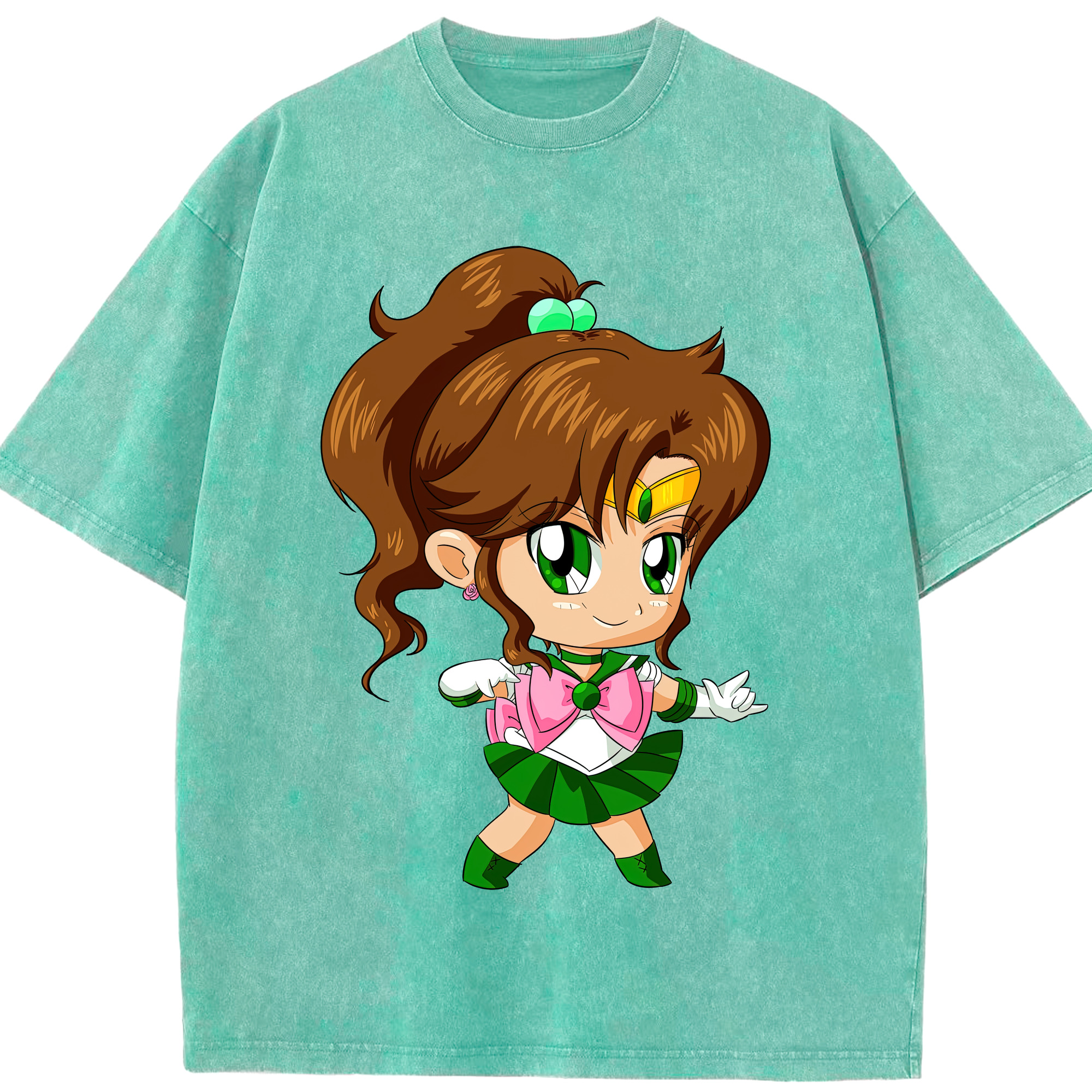（画像用） 美少女戦士セーラームーン 木野 まこと きの まこと Sailor Moon Kino Makoto （セーラージュピター；Sailor Jupiter） 綿100% ヴィンテージ風 半袖Tシャツ（フロントプリント）